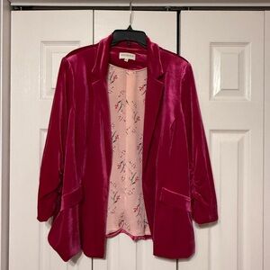 Women's Velvet Blazer in Hot Pink